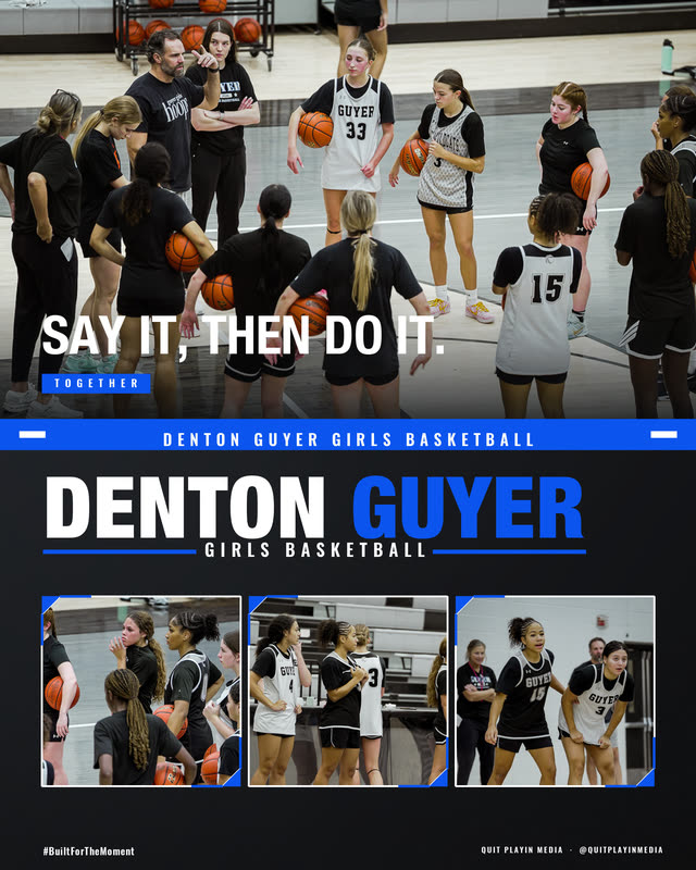 Collage: Say it, then do it. Pillar: Together. The team huddled with Coach Floyd.